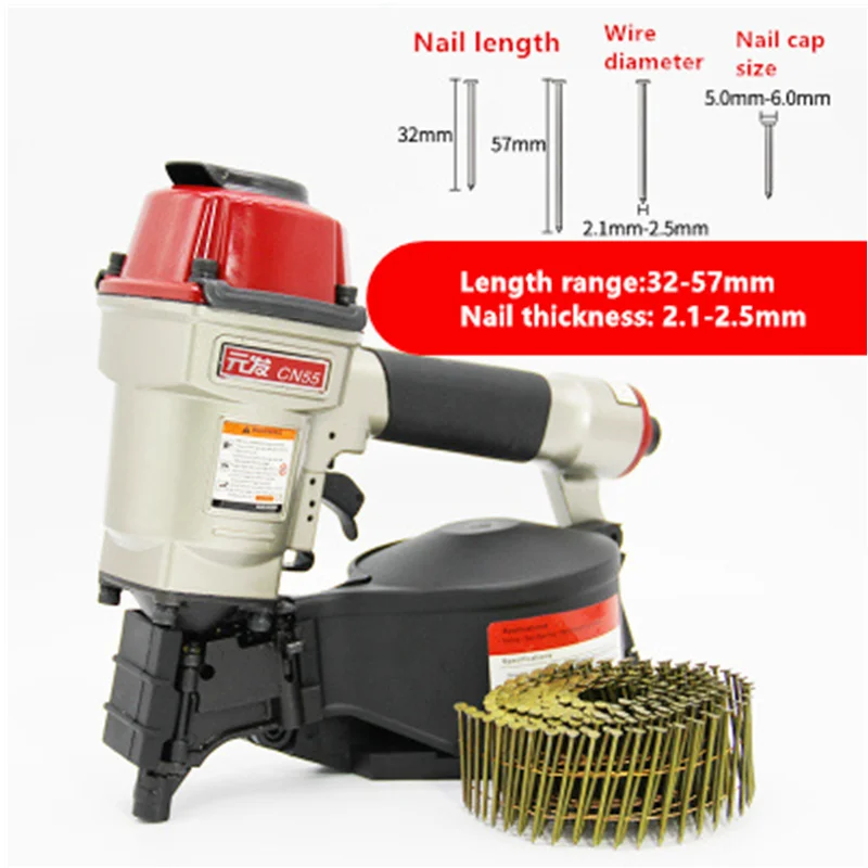 CN55 Pneumatic Nailer Threaded Air Nailer Woodworking Tool Nailing Wooden Pallet