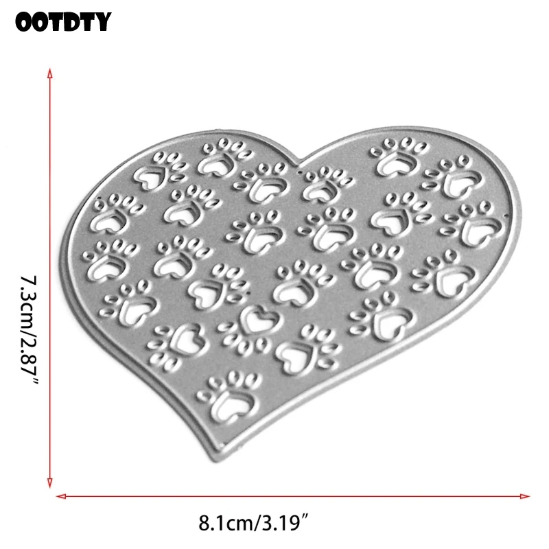 

Heart Dog Paw Metal Cutting Dies Stencil Scrapbooking DIY Album Stamp Paper Card Embossing Decor Craft New Dies for 2021