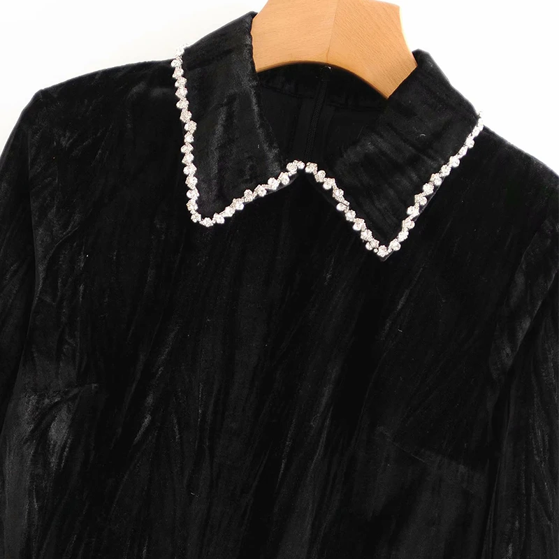 

ZA Autumn Winter Women Dress 2020 New High Waist Sexy Dress Ladies Solid Dress Loose Elegant Girl Turn Down Collar Outfits