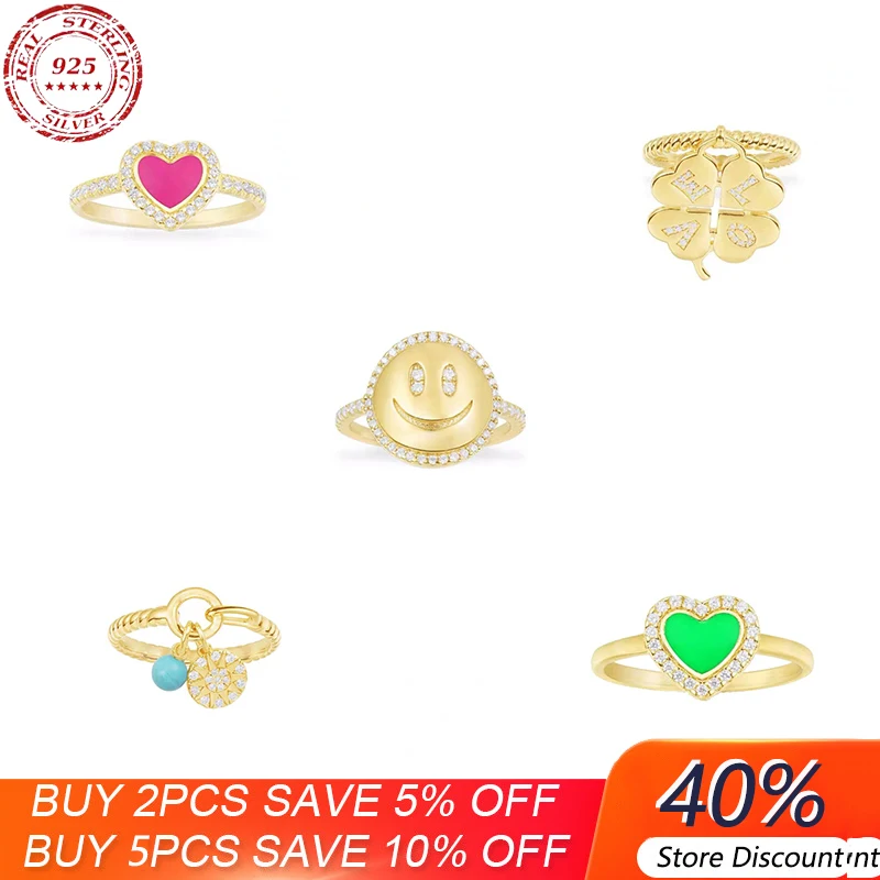 S925 стерлингового серебра новые ЛАКи четырехлистным клевером для женщин смайлик