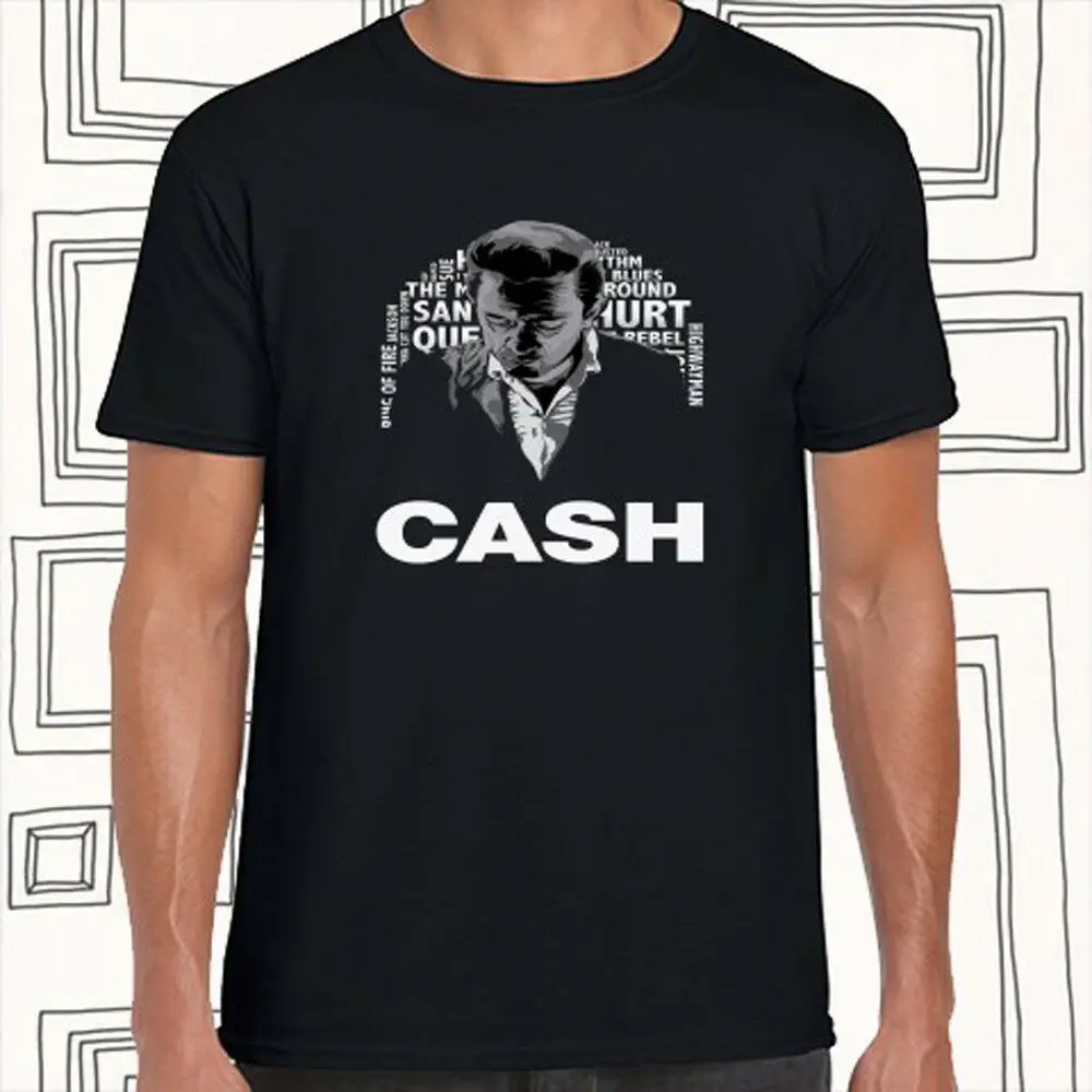 

Johnny Cash Famous Guitarist Logo Men's Black T-Shirt Size S M L XL XXL XXXLMen Cotton T-Shirt Printed T Shirt top tee