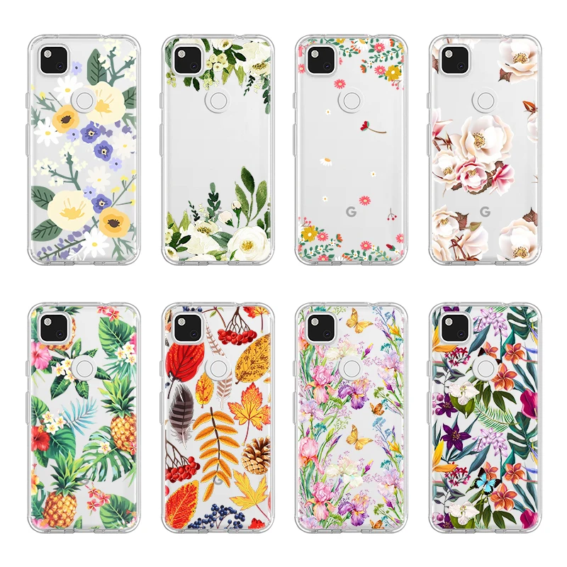 Flower Coque Cover 5.0For Google Pixel 5 6 Case For Google Pixel 2 3 3A 4 4A 5A 5 XL 6 6Pro 5G Floral Phone Back Coque Cover