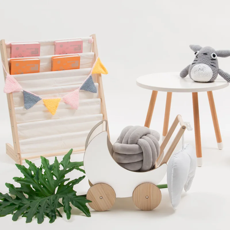 

Children Wood Trolley 1-3 Years Old Baby Kids Hand Push Learn Walk CHILDREN'S Baby Walker Infant Toy Car