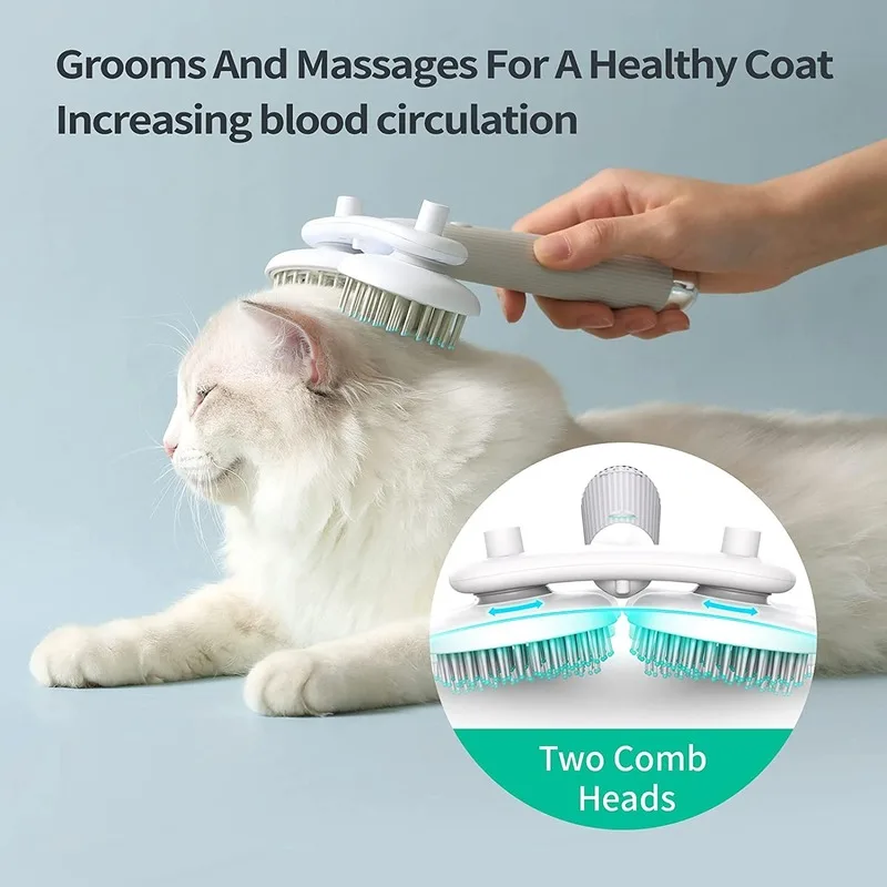 

Cat Groom Brush Slicker Brush with 144 Skin-Friendly Round Head Comb Tooth Negative Ions Shedding and Grooming Tool for Pet