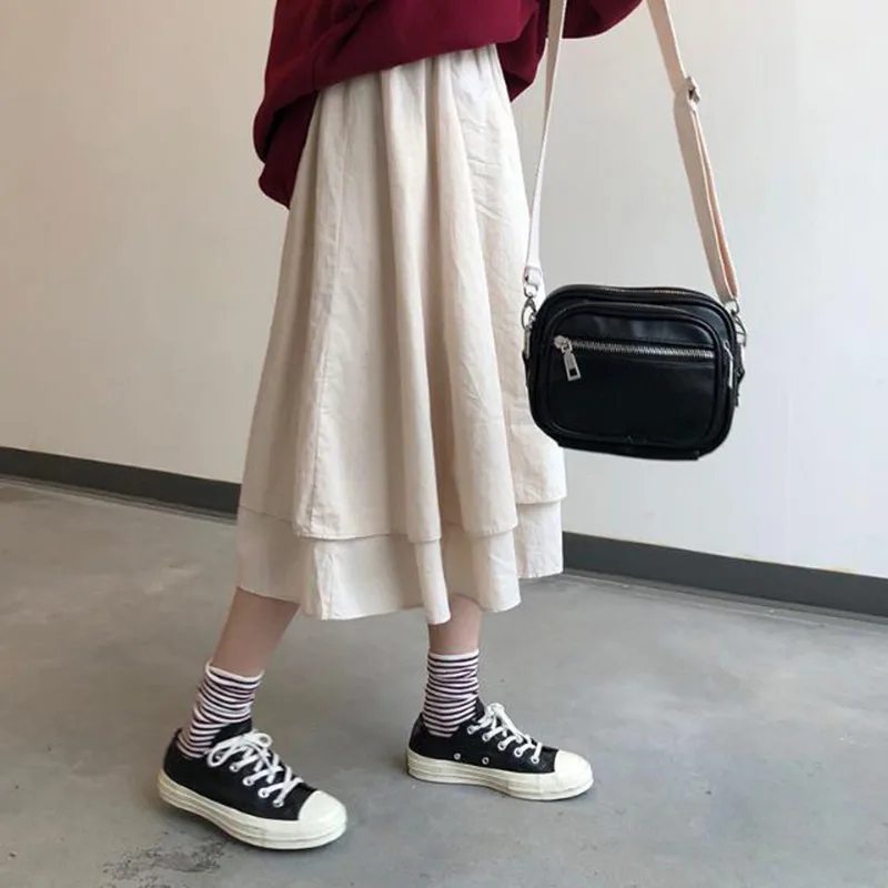 Юбка Женская длинная Асимметричная с завышенной талией однотонная