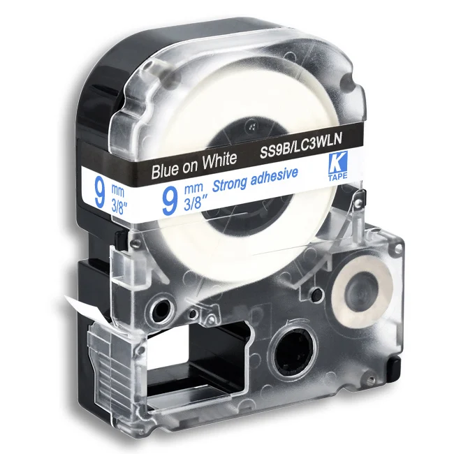 CIDY 1 шт. 9 мм черный на белом SS9KW/LC-3WBN LC-3WBN9 LC 3WBN лента для kingjim/epson Для LW300 LW400 с Заводской ценой - Цвет: blue on white