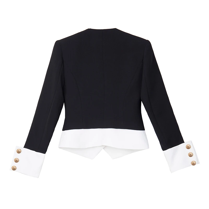 TWOTWINSTYLE Patchwork Hit Color Women's Coat V Neck Long Sleeve Single Breasted Korean Women's Autumn Jackets Fashion New