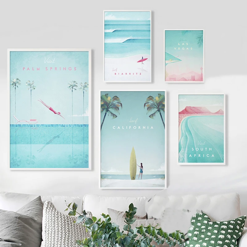 

Travel Poster Illustration Nordic Print Vintage City Landscape Canvas Art Painting Wall Picture for Living Room Home Decoration