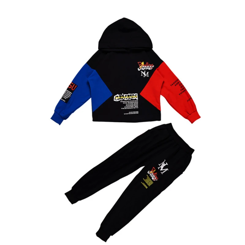 1 Fall Hip Hop Costume Children's Clothing Set Outfit Boys Long Sleeve Sports Suit Kids Hoodies+ Pants 2 Pcs Set Tracksuit - Цвет: 1
