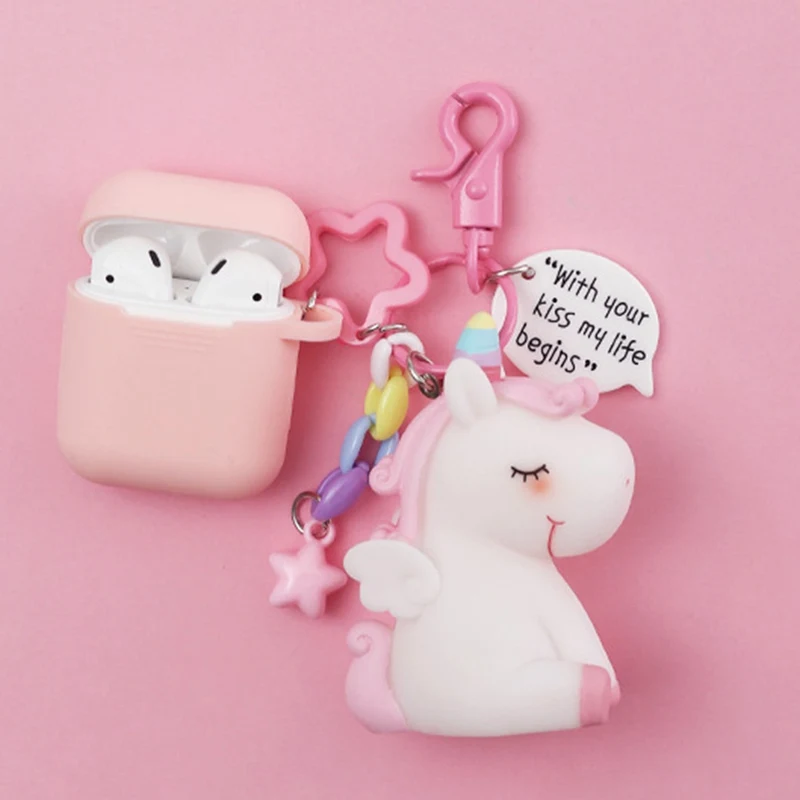 

1PC Cute Unicorn Silicone Case For Airpods Bluetooth Wireless Earphone Accessories Air pods Headset Headphone Protective Cover