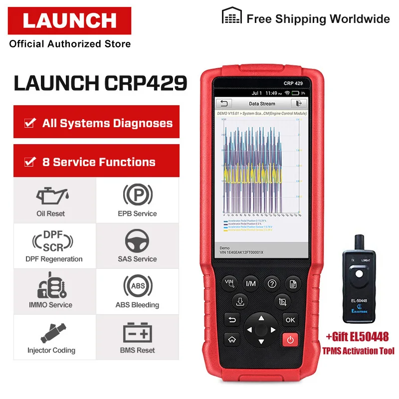 launch X431 CRP429 OBD2 сканер полная система автомобильный диагностический инструмент инструменты для автоматического сканирования автомобильный Тест Универсальный Автосканер