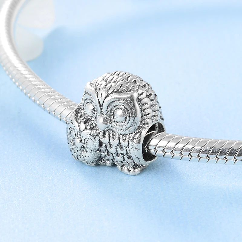 

925 Sterling Silver DIY cute owl fashion accessories beads Fit Original European Charm Bracelet Jewelry making Girlfriend gift