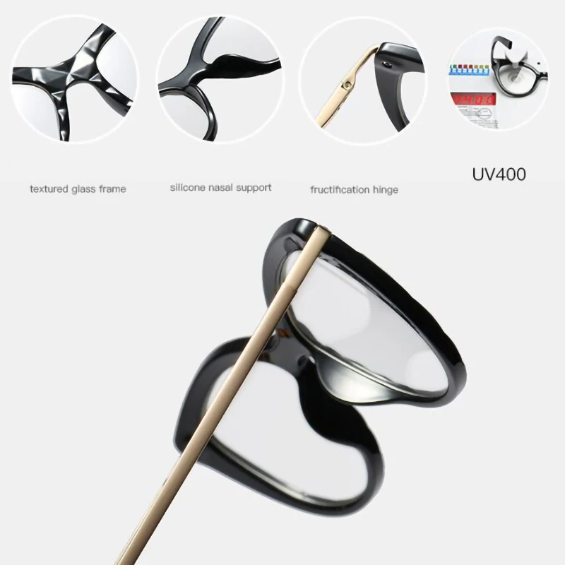 

Ggovo Metal spring leg TR90 round frame flat lens Optical glasses for men and women myopia glasses frame with flat mirror