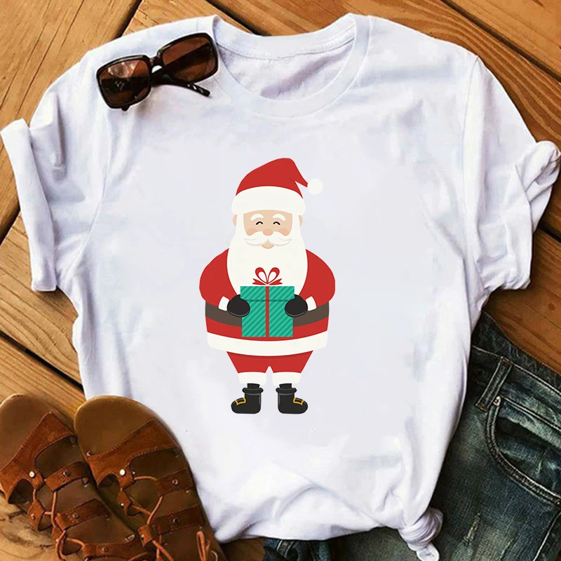 

Santa Claus Gift Graphic Women/Men Tshirt New Year Merry Christmas Cartoon T-shirt Female Harajuku Fashion Short Sleeve Tops Tee