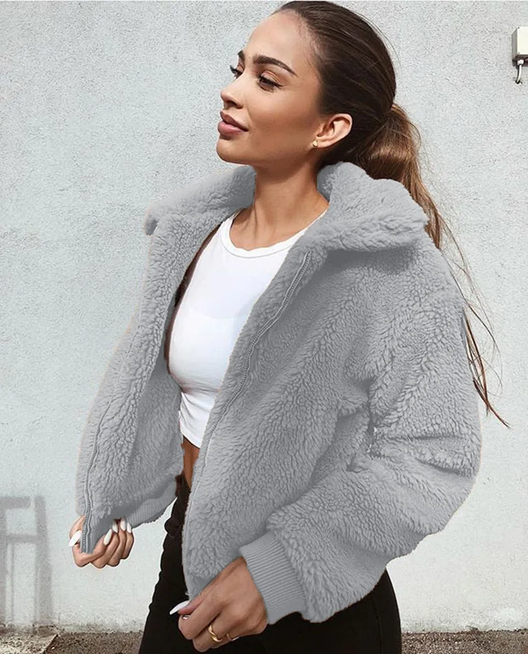 

2021 ladies fashion jacket autumn and winter warm velvet jacket jacket top women's clothing
