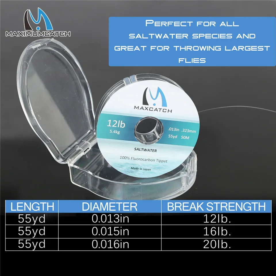 Maximumcatch 50M 12lb/16lb/20lb Tippet Fly Line Clear Color 100% Fluorocarbon Saltwater Fishing | Спорт и развлечения