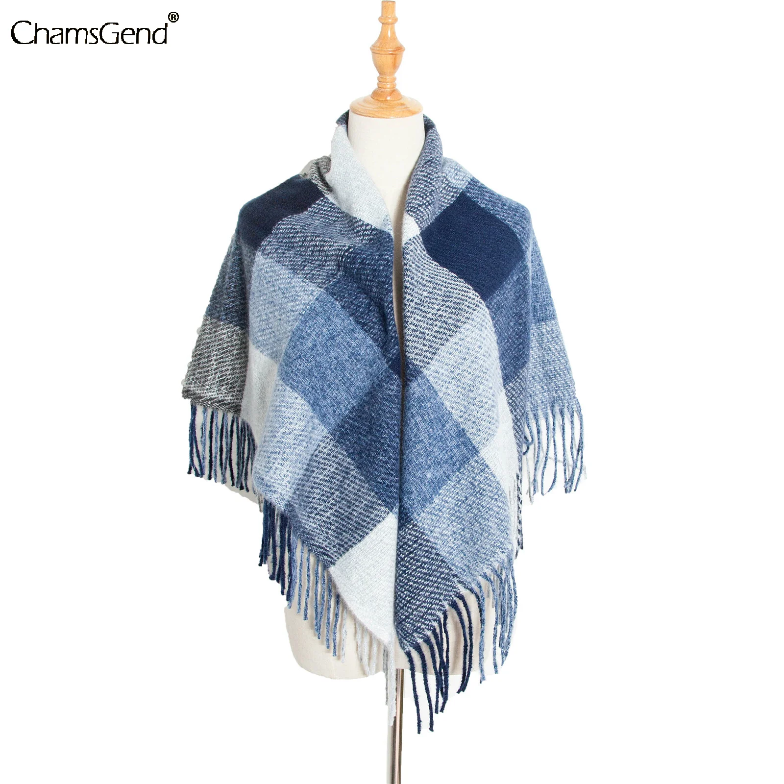 

Women's Square Plaid Scarf Warm Tassel Scarf Winter Warm Pashmina Solid Neck Wraps Neck Warmer Multi-Functional Neckerchief