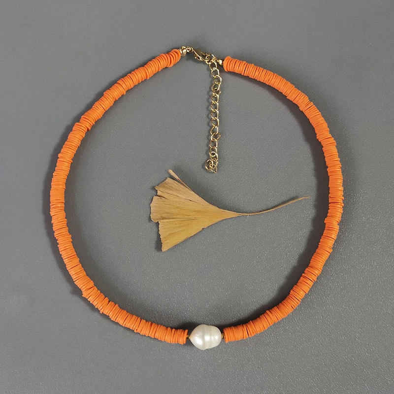 Женское Ожерелье из силикона с кулоном натурального жемчуга в богемном стиле