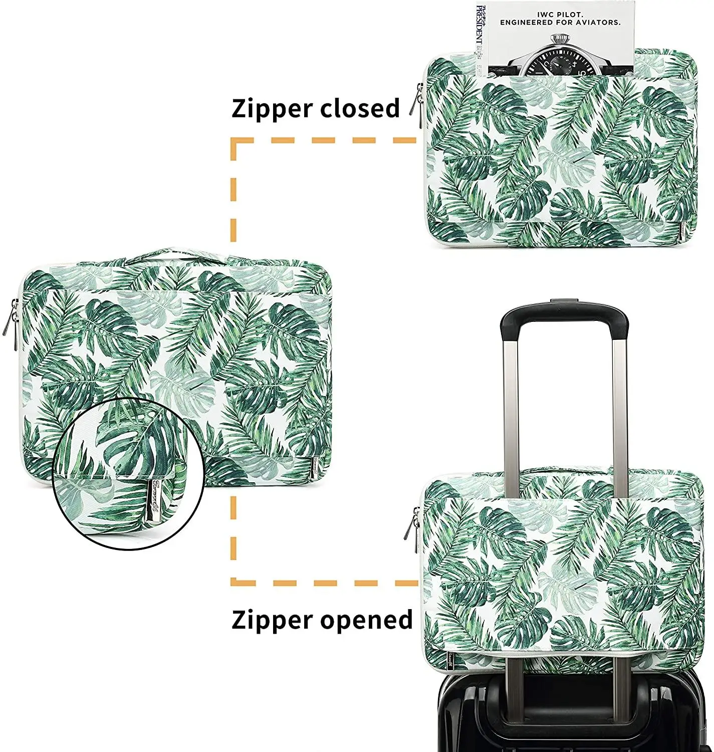 Женская сумка для ноутбука сумка-вкладыш с принтом в виде банановых листьев