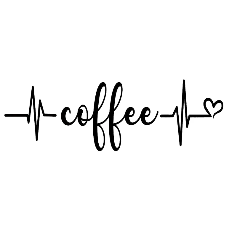 Кофейное слово наклейка сердцебиение Liveline семейная черное/Серебряное окно
