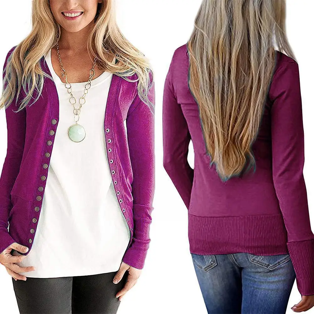 

Цветной кардиган на пуговицах с длинным рукавом, Женский Повседневный ветрозащитный топ из полиэстера и волокна на осень и весну, кардиган ...