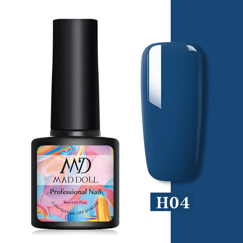 H04 MAD DOLL, 8 мл, сверкающий УФ-гель, Блестящие Блестки, маникюрный лак для ногтей, УФ-гель для ногтей, отмачиваемый, Рождественская серия, УФ-гель, блестящий лак с блестками - Цвет: H04
