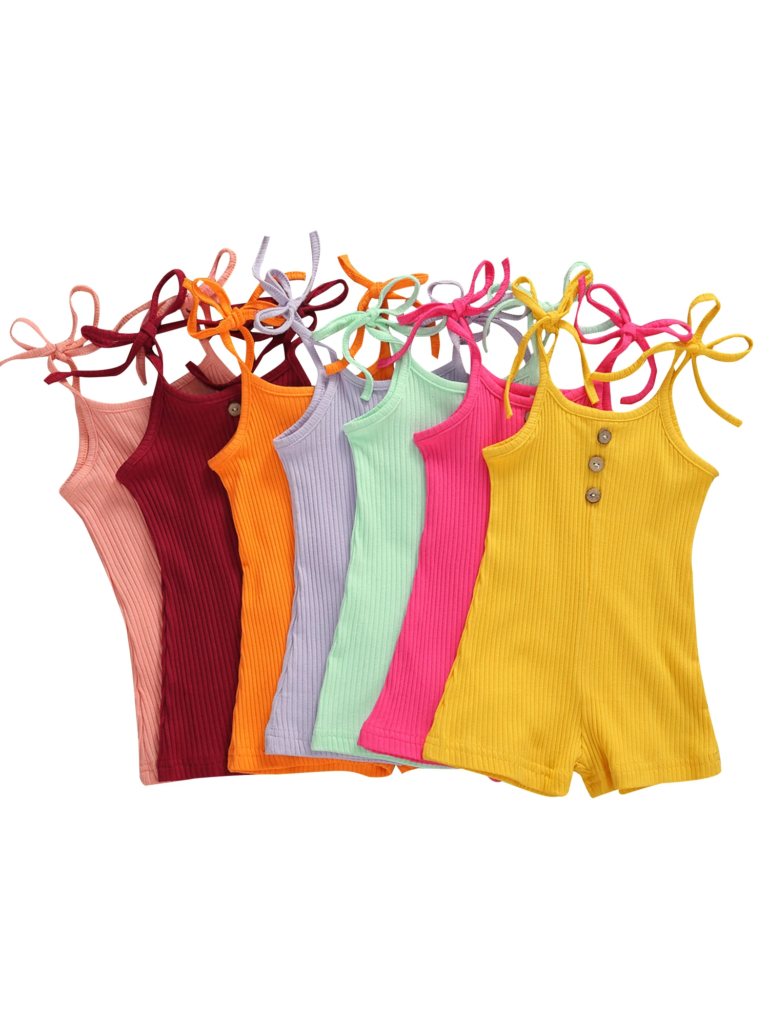 

Комбинезон на лямках, для новорожденных девочек, однотонный, с лямкой через шею, летний наряд, 2020