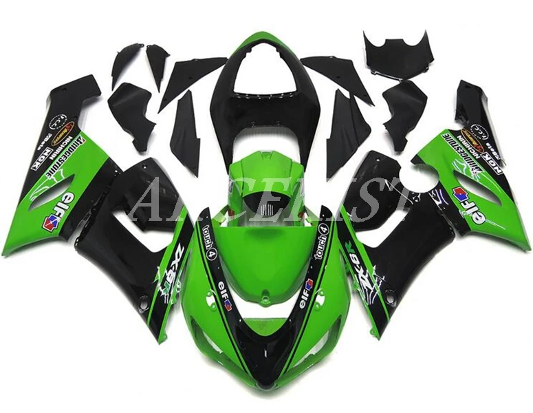 

Новый стиль из АБС-пластика для мотоцикла обтекатели комплект подходит для kawasaki Ninja ZX6R 636 2005 2006 05 06 6R ZX-6R кузов из двух вещей черно-зеленым, бел...