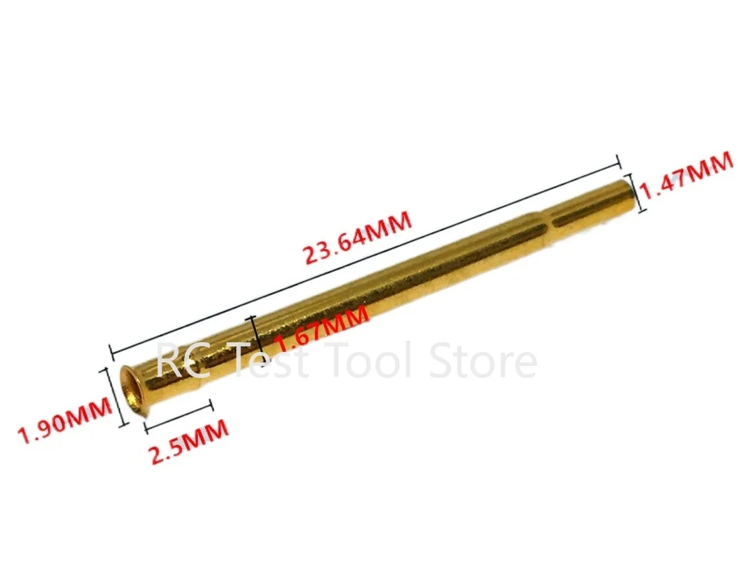 

100Pcs Brass Tube Gold Plated Spring Test Probe R160-1C Diameter 1.67mm Total Length 23.64mm Spring Test Probe Power Tool