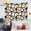 BlessLiving Fried Eggs Wall Carpet Black White Yellow Tapestry Funny 3d Bedspreads Cute Decorative Wall Hanging Sheets 150×200cm 1