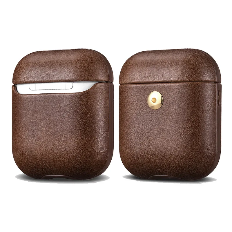 Чехол XOOMZ для Apple Airpods из натуральной кожи для Airpods 1 2 винтажная Защитная сумка для Airpods 2 1 жесткий чехол для ПК - Цвет: Коричневый