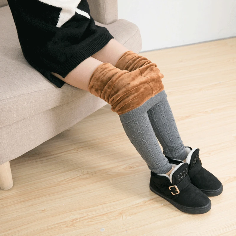 Зимние леггинсы для девочек чулки маленьких плотные теплые хлопковые с