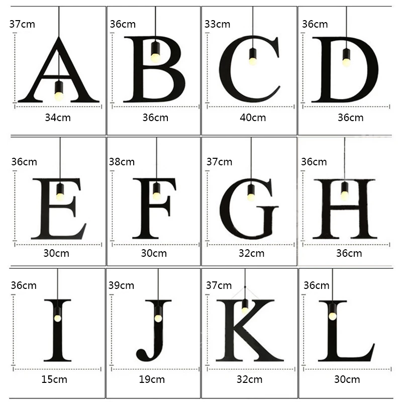 

DIY Alphabet Letters Led Pendant Lights Modern Pendant Lamp Iron Hanging Light Fixtures Kitchen Island Kids Room Living Room E27