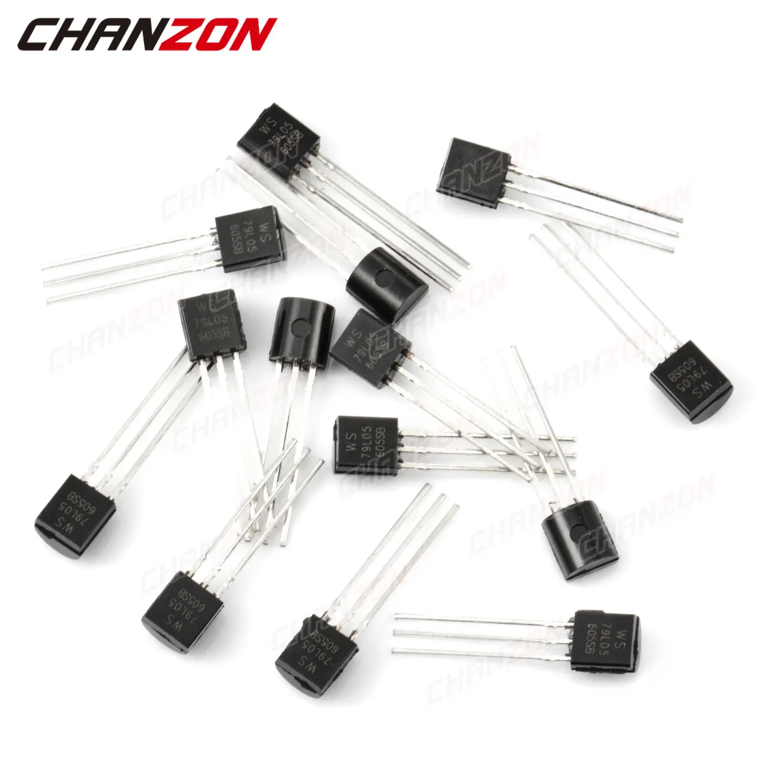 Двадцать штук трёхвыводных стабилизаторов напряжения биполярных транзисторов типа BJT в интегральном исполнении 79L05 TO-92.