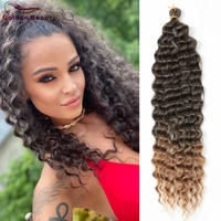 22inch 28inch long deep wave twist crochet hair pink synthetic braiding hair curly wave extensions for black women golden beauty