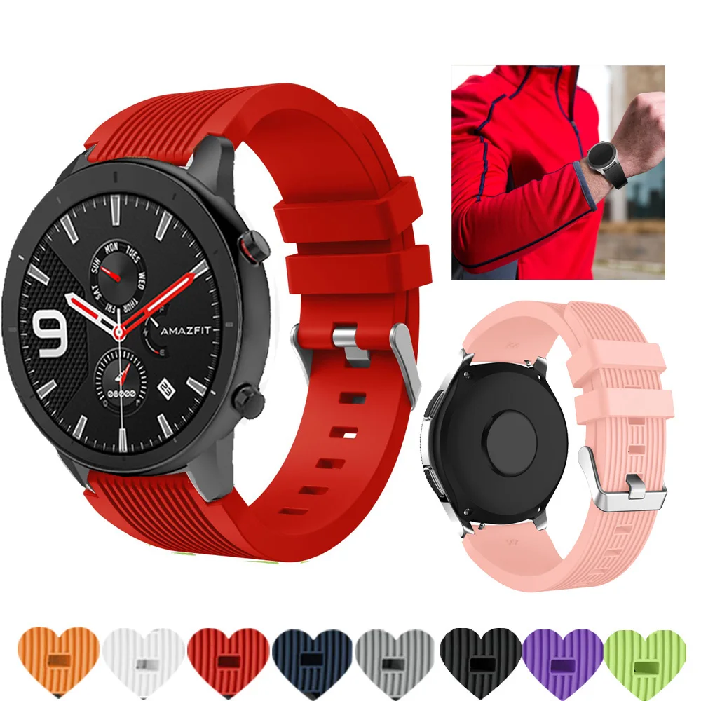 22 20 мм Браслет Силиконовый ремешок для Xiaomi huami Amazfit GTS GTR 42 47 Stratos Pace SmartWatch Huawei Watch GT2