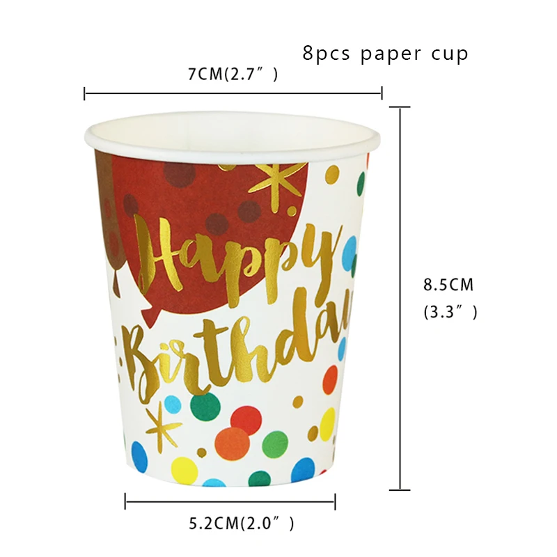 

JOY-ENLIFE High Quality Stamping Disposable Tableware Set Multicolor Plate/Napkin Adult Happy Birthday Party Decor Kids Birthday