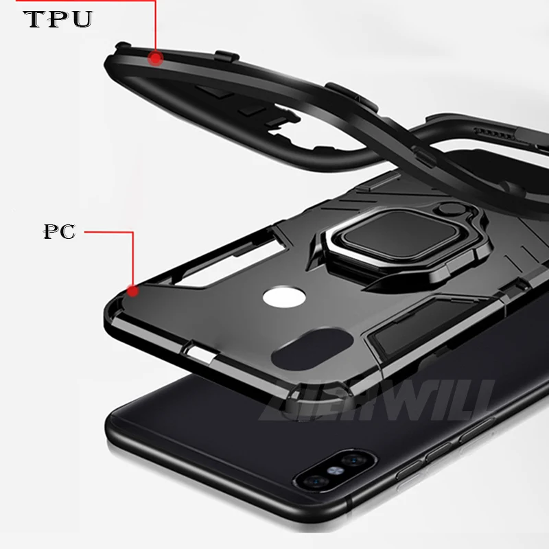 Armor Case For Xiaomi Redmi Note 4 5 6 7 7A K20 9T X Pro Plus A3 Lite CC9 Shockproof Finger Ring Holder Phone Cover Coque | Мобильные