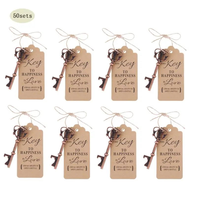 50 наборов винтажный открывалка для бутылок с кармашком и биркой Свадебная
