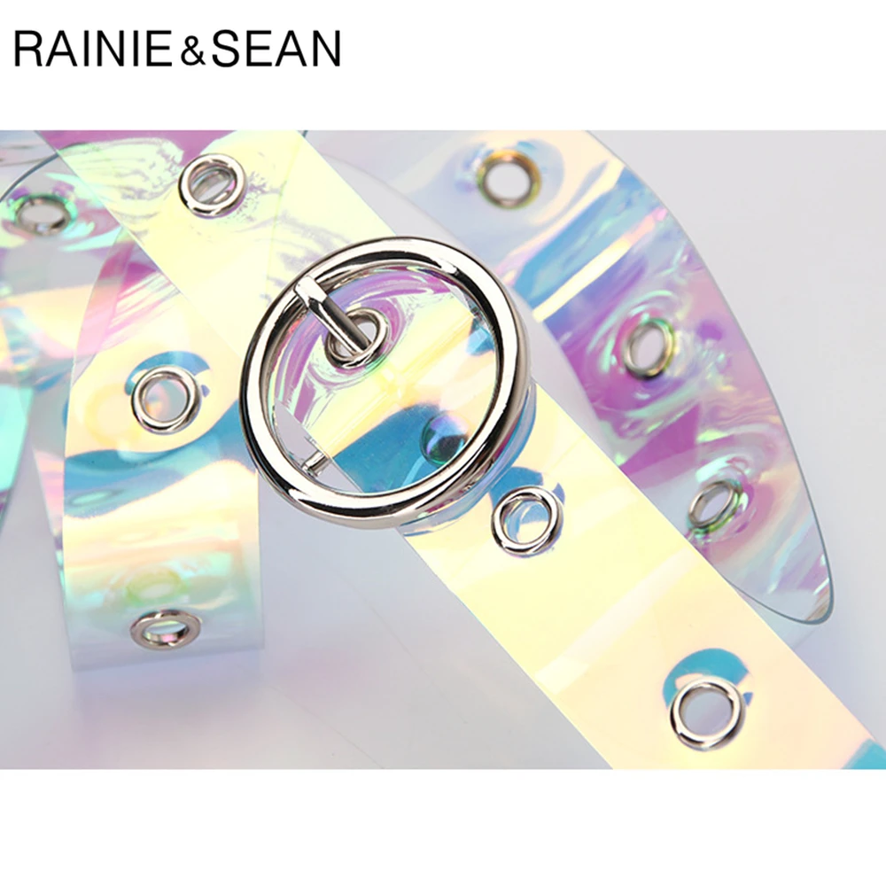 Прозрачный женский ремень из ПВХ RAINIE SEAN пластиковый модный с круглой пряжкой для