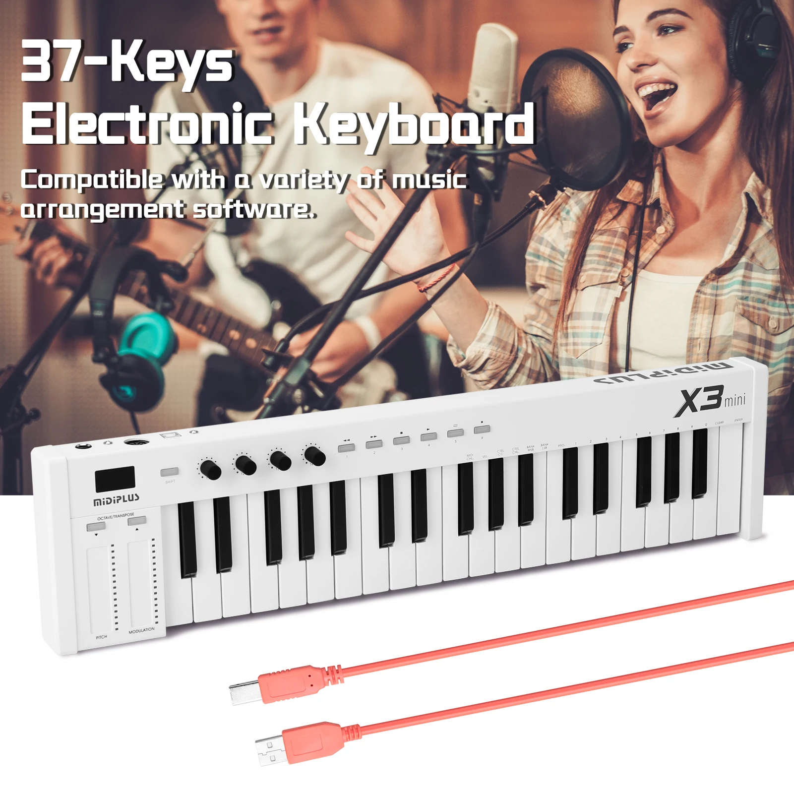 

37-Keys MIDI Keyboard Portable Electronic Piano Multi-funcation Keyboard Digital Orchestrations Electronic Musical Instrument