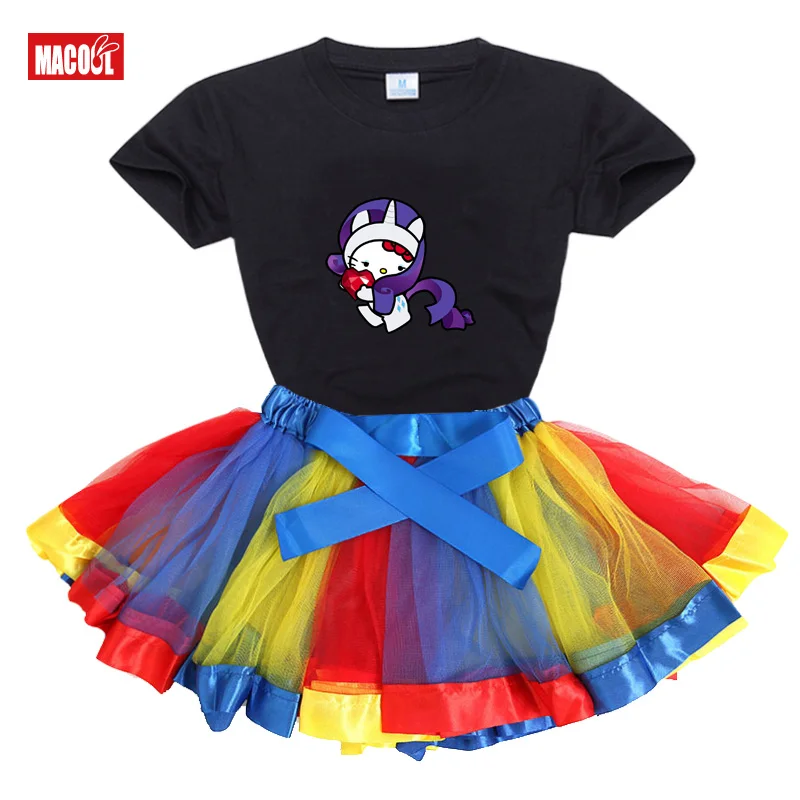 

Baby Girls Sets t shirt birthday Tutu Dress+t Shirt 2020 Summer Rainbow Dress Toddler Cute Dress Princess Lovely outfit sets