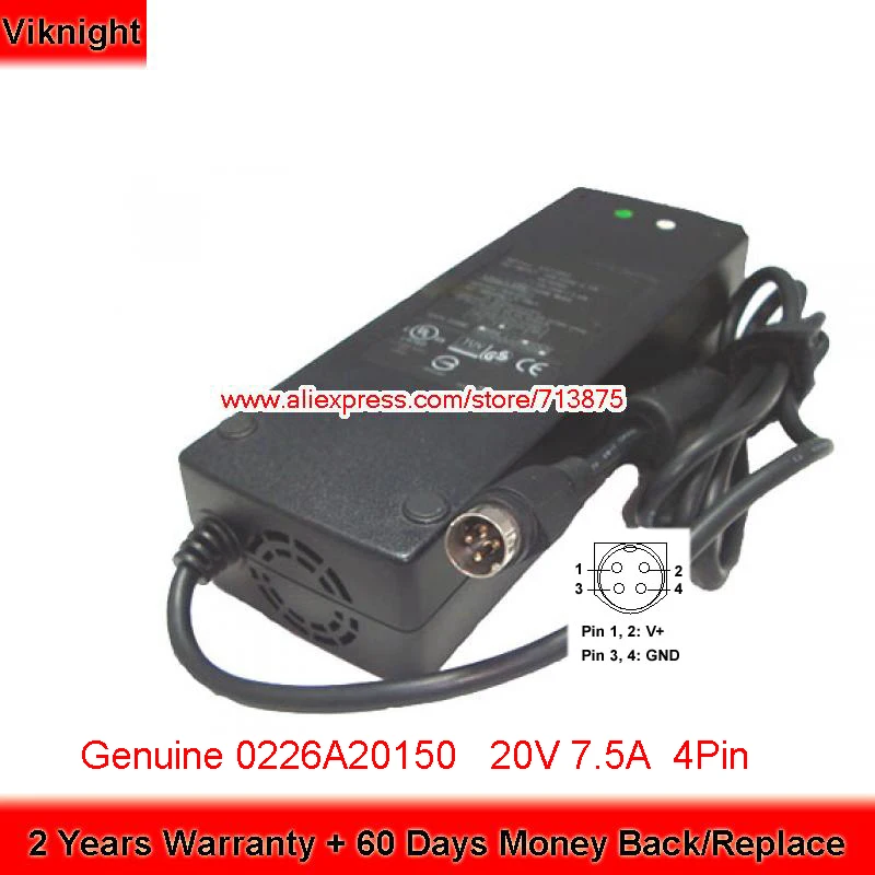 

Genuine 0226A20150 0226B20150 20V 7.5A 4 Pin AC Adapter for NETGEAR READYNAS RN104 DC-ATX