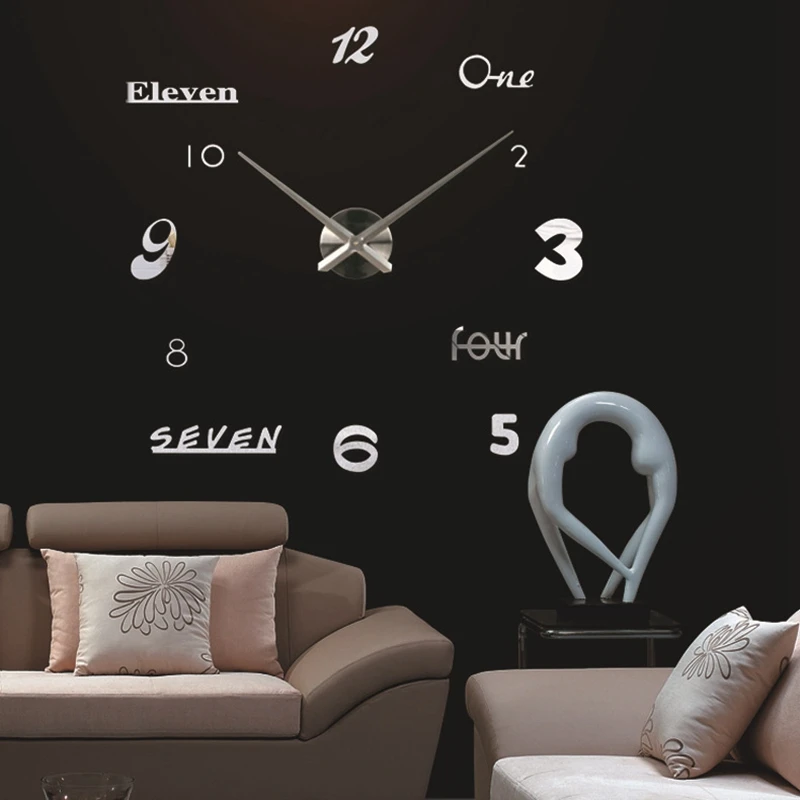 3d настоящие большие настенные часы зеркальные наклейки сделай сам для гостиной