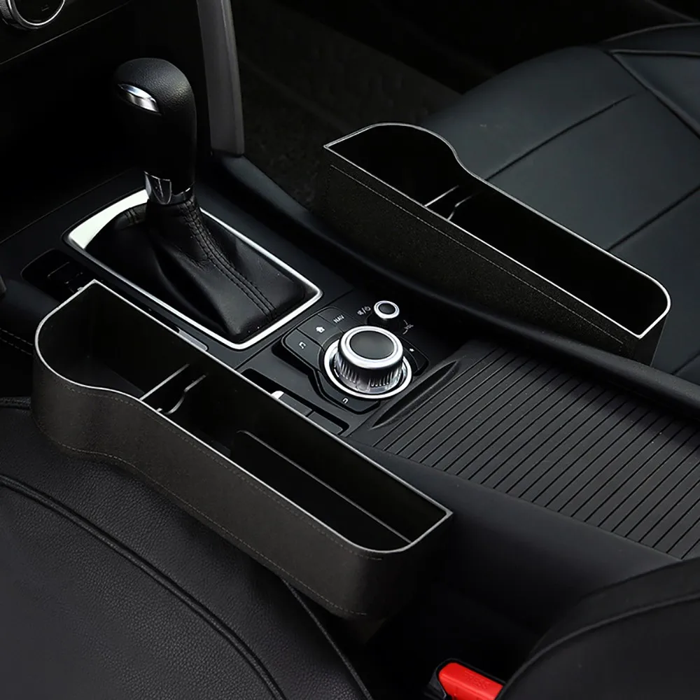 

2Pcs Car Storage Box ABS Plastic Black Box Catcher Coin Organizer Pocket