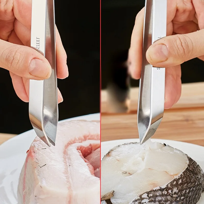 

1PC Stainless Steel Pig Hair Clipper Pull Chicken Feather Clip Fish Bones Hair Clips Pliers Kitchen Gadget Tweezers