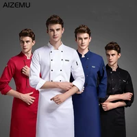 chef jacket man restaurant long short sleeve white chef uniformwoman cafe kitchen work wear bakery cooking tops apron fast food