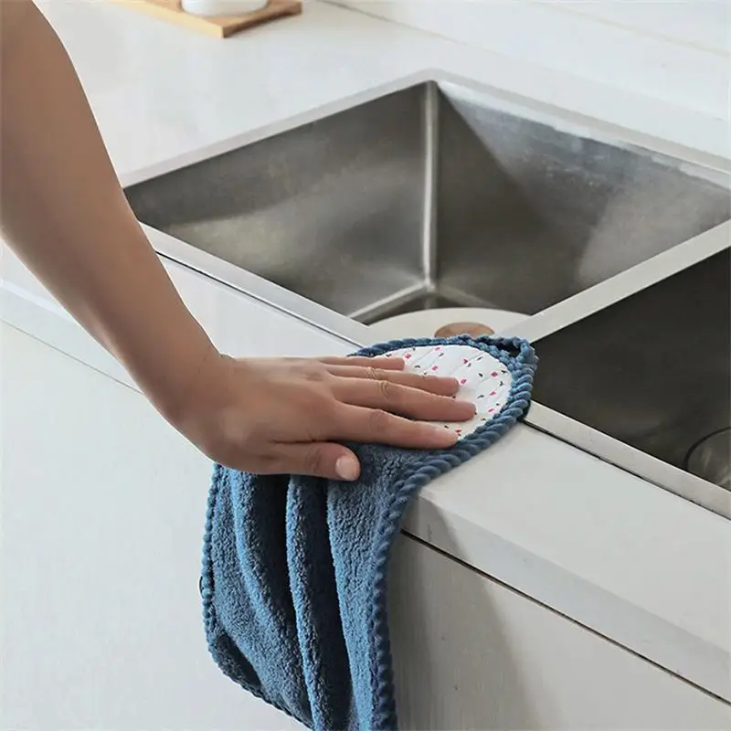 Coral Fleece Microfiber Hanging Loop Hand Towel Quick Dry Thicken Bathroom Kitchen Cleaning Cloth Absorbent Rags |