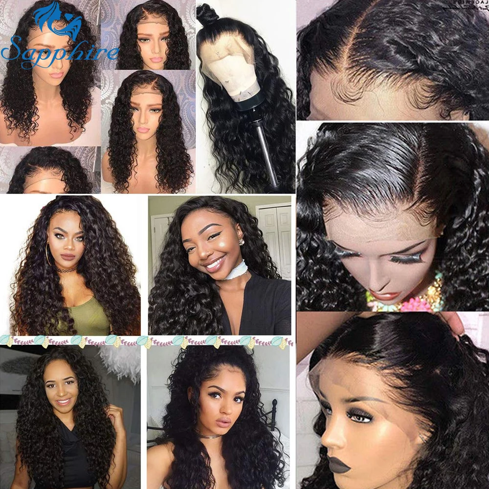 

Brazilian Water Wave Wig 13*4 Lace Front Human Hair Wigs Pre Plucked Natural Hairline 150% High Radio Remy Hair Wigs Sapphire