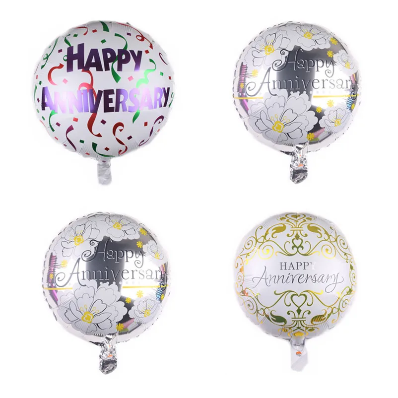 16 шт./лот золотые/серебристые шары с надписью на годовщину круглые вечерние